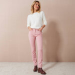 Pantalon droit stretch uni - 36 - rose - colors&co