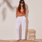 Pantalon droit uni, cr�pon fluide - blancheporte