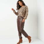 Pantalon fusel 7 / 8me, aspect cuir * * - lora zellini