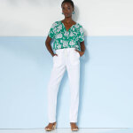 Pantalon fusel fluide, lin - coton - blancheporte