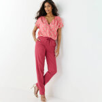 Pantalon fusel� fluide, lin - coton - blancheporte