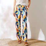 Pantalon large fluide imprim, coupe large - 52 - bleu - coeur au sud