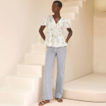 Pantalon large, imprim� ray� - blancheporte