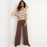 Pantalon large en maille, taille lastique - blancheporte