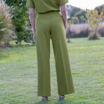 Pantalon large � pinces taille haute, uni - blancheporte