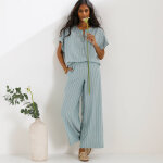 Pantalon large ray�, taille �lastiqu�e - blancheporte