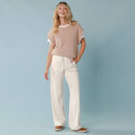 Pantalon large sp�cial petites en maille fluide - blancheporte