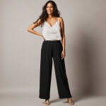 Pantalon large taille haute � enfiler, cr�pe fluide - lora zellini