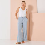 Pantalon large taille haute, gaze de coton - blancheporte