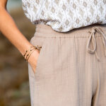 Pantalon large taille haute, gaze de coton - blancheporte