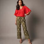 Pantalon large taille haute, viscose imprim�e - blancheporte