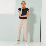 Pantalon mom 7 / 8me uni, coton - blancheporte