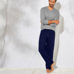 Pantalon pyjama uni + carreaux bas droits - lot de 2 - blancheporte