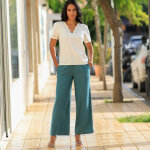 Pantalon raccourci large uni - blancheporte