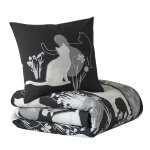 Parure de lit taie(s) + housse de couette mistigri imprime chats en coton - blancheporte