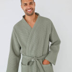 Peignoir de bain mixte adulte nid d'abeille 230 g / m2 - 34 / 36 - kaki - colombine