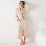 Peignoir col chle mixte triple gaze de coton colombine, personnalisable - 34 / 36 - beige - colombine ...