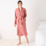 Peignoir col chle mixte triple gaze de coton colombine, personnalisable - 34 / 36 - rose - colombine ...