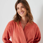 Peignoir court adulte col kimono ponge bouclette - 34 / 36 - orange - colombine