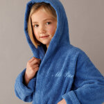 Peignoir enfant ponge  capuche personnalisable - 4 / 6 ans - bleu - colombine des petits