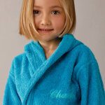 Peignoir enfant ponge  capuche personnalisable - 4 / 6 ans - turquoise - colombine des petits