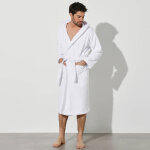 Peignoir mixte adulte col capuche ponge bouclette - 34 / 36 - blanc - colombine