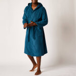 Peignoir mixte adulte col capuche ponge bouclette - 38 / 40 - bleu - colombine