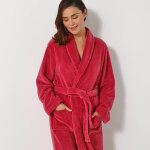 Peignoir mixte adulte col chle, microfibre toucher peluche - blancheporte