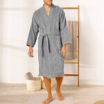Peignoir mixte adulte col kimono �ponge bouclette - 42 / 44 - gris - colombine