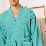 Peignoir mixte adulte col kimono ponge bouclette - 34 / 36 - vert - colombine