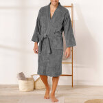 Peignoir mixte adulte col kimono ponge bouclette - 34 / 36 - gris - colombine