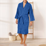 Peignoir mixte adulte col kimono ponge bouclette - 34 / 36 - bleu - colombine