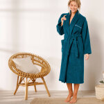 Peignoir mixte adulte ponge bouclette col chle personnalisable - 42 / 44 - bleu - colombine