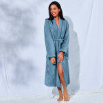 Peignoir mixte adulte �ponge velours col ch�le - 46 / 48 - bleu - colombine