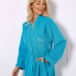 Peignoir mixte adulte uni coton ponge bouclette col kimono personnalis - colombine