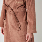 Peignoir mixte adulte uni coton ponge bouclette col kimono personnalis - 46 / 48 - marron - colombine ...
