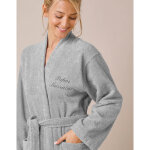 Peignoir mixte adulte uni coton ponge bouclette col kimono personnalis - colombine
