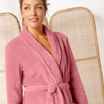 Peignoir polaire toucher peluche manches longues, longueur 115 cm - blancheporte