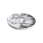 Plateau rond en mtal, effet marbre - blancheporte