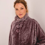Poncho maille polaire texture, col montant - blancheporte