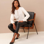 Pull ajour col tunisien boutonn - blancheporte