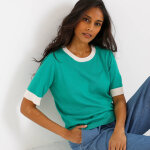 Pull bicolore col rond, manches courtes - blancheporte