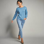 Pull col bateau, maille fantaisie - 34 / 36 - bleu - lora zellini
