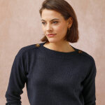 Pull col bateau uni, Épaules boutonnées - blancheporte Pull col bateau uni, Épaules boutonnées - blancheporte