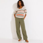 Pull col carré rayé, maille ajourée - blancheporte Pull col carré rayé, maille ajourée - blancheporte