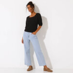 Pull col carr uni, maille ajoure - blancheporte