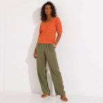 Pull col carr uni, maille ajoure - blancheporte