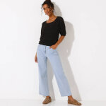 Pull col carr� uni, maille ajour�e - blancheporte