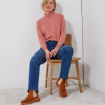 Pull col montant, laine d'agneau - 38 / 40 - rose - colors&co