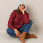 Pull col montant, maille anglaise toucher doux - blancheporte